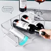 Clear Refrigerator Wine and Water Bottle Holder,  Stackable Plastic Wine Rack Storage Organizer for Fridge, Cabinet, Pantry 5