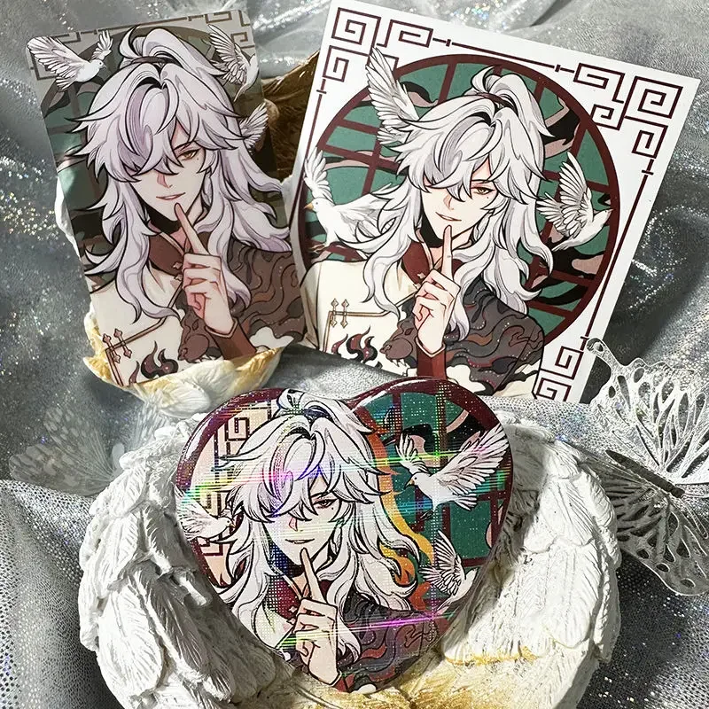 Honkai:Star Rail Original 3 Pz/Set Fan Work Fantasy Xianxia Style Lunae Heroes Square Card + Carta Trasparente + Love Badge Fans Gift