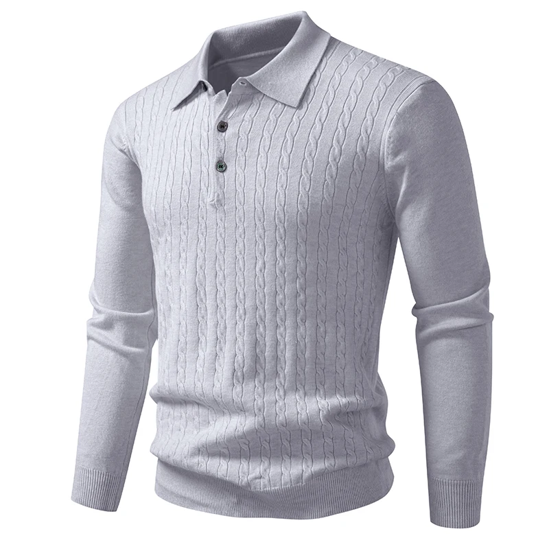 Animal Game Mens Polo Shirts V Neck Long Sleeve Knitted Button Polo Sweaters Casual Dress Pullover Outdoor Men's Cold Blouse