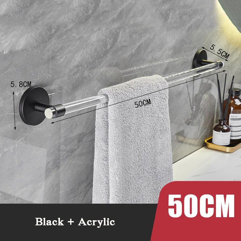 20/30/40/50CM Wall Mount Hand Towel Bar Rack Self-adhesive Toilet Roll Paper Holder Robe Hook Hanger Bathroom Accessories