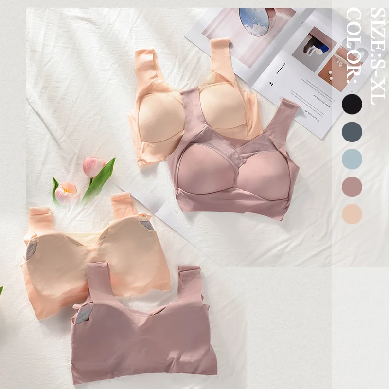 Women Sexy Bras Set Full Cup Sports Top Soft Seamless Brassiere V Neck Intimates Vest Underwear womens bra
