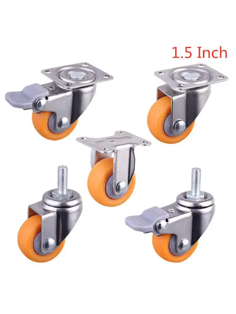 

(4 Packs) 1.5 Inch Screw Caster Orange PP Furniture Wheel Mute Display Cabinet Speaker