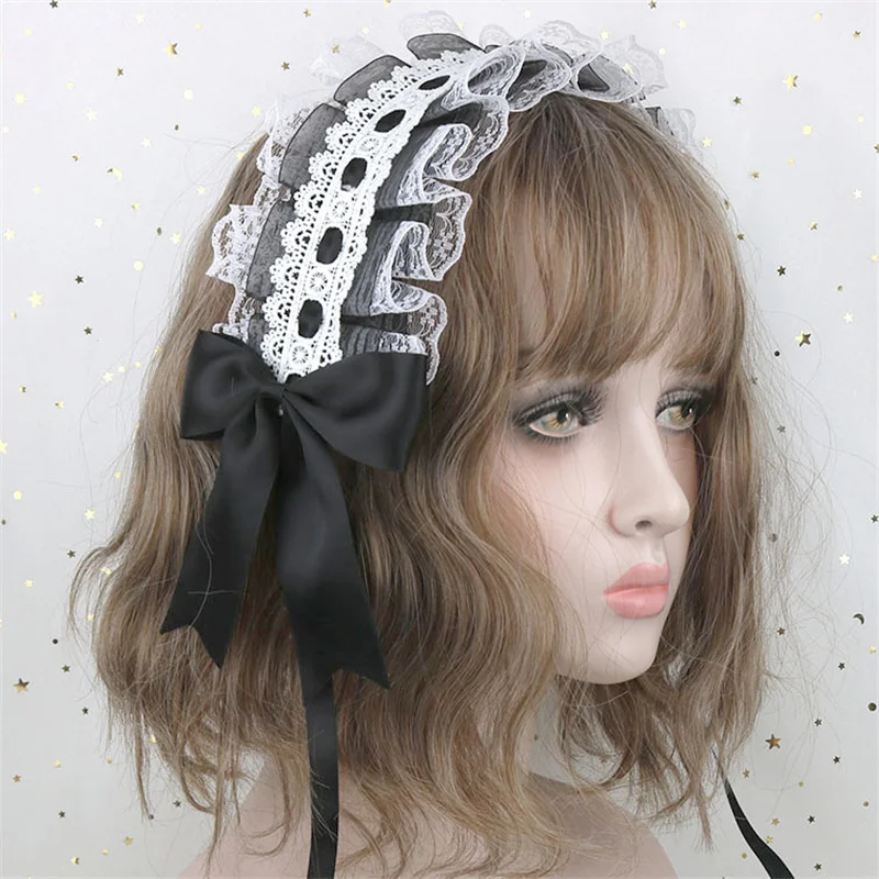 

Sweet Lively Lolita knot Headband Cosplay Cos Maid Lace Bow Cute Japanese