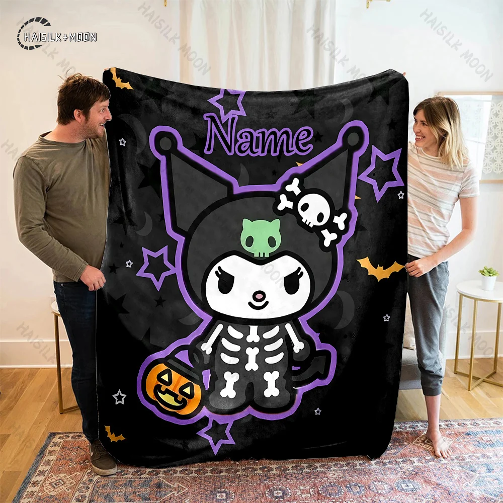 Customized Name Personalized Blanket Sanrio Kuromi Printed Blanket Soft and Comfortable Home Travel Adult and Warm Blanket 3