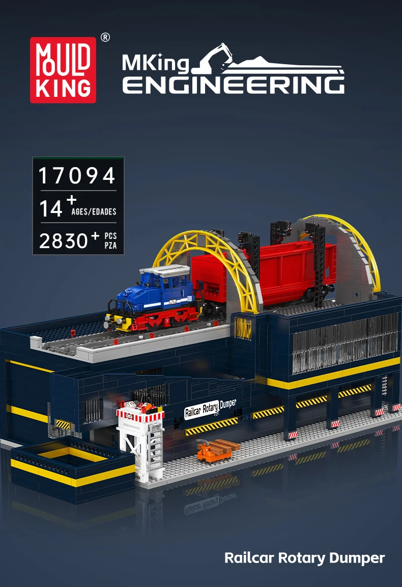Mould King 17094 Technische Eisenbahn-Spielzeuge Der Motorisierte Schienenkipper Bausatz Lokomotive Bausteine Kinder-Geschenk – Detail 1