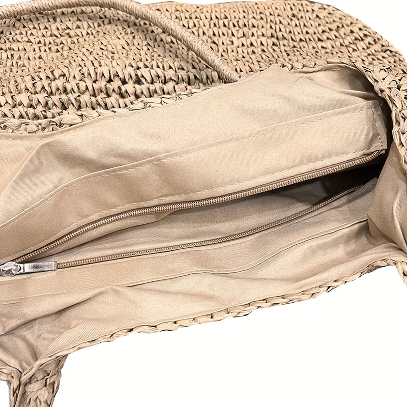 Women Shoulder Bag, Fashion Large Capacity Tote Straw Bag, Casual Solid Easy Beach Bag for Vacation Beach Outdoor Travel Camping - 6