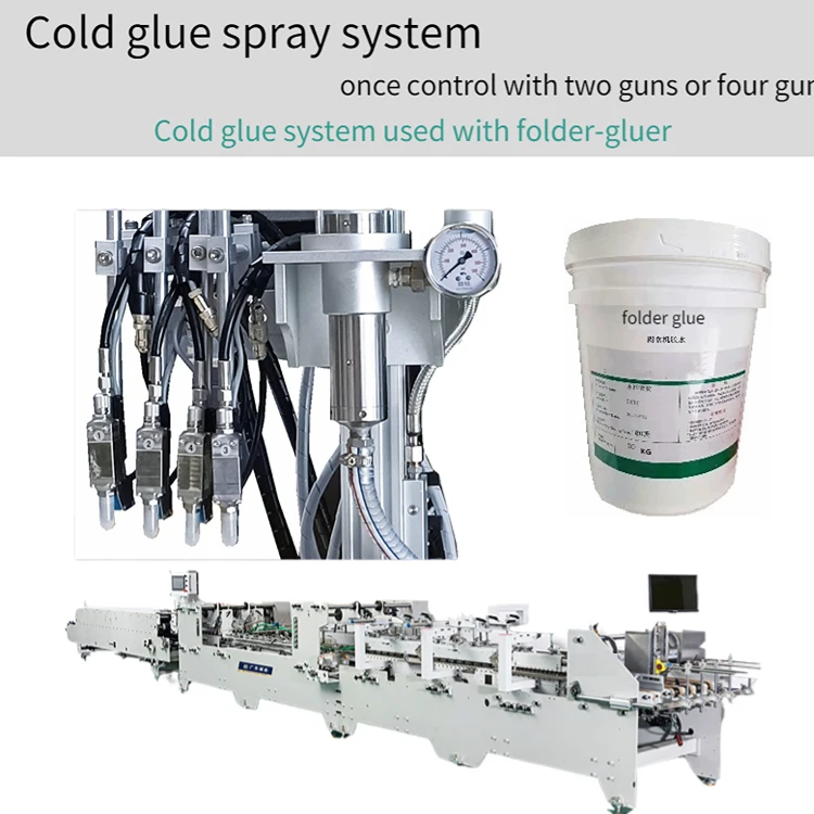 Folder Gluer in Kq Cold Glue Spray Adhesive Machine with Four Guns