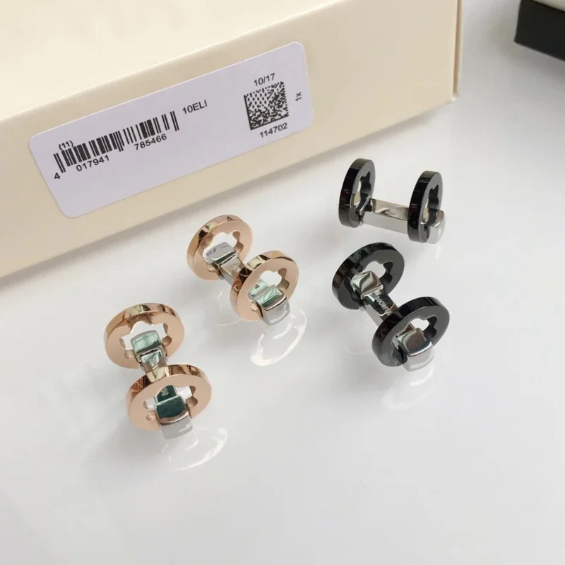 Cuff Links MB Hollow Flower 316 Stainless Steel 1:1 High Quality 4 Colors Man Shirt Cufflinks Classic Buttons With Box Set