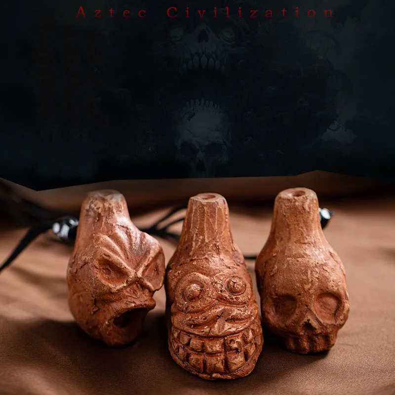 Skull Aztec Ceramic Party Whistle for Halloween and Stress Relief