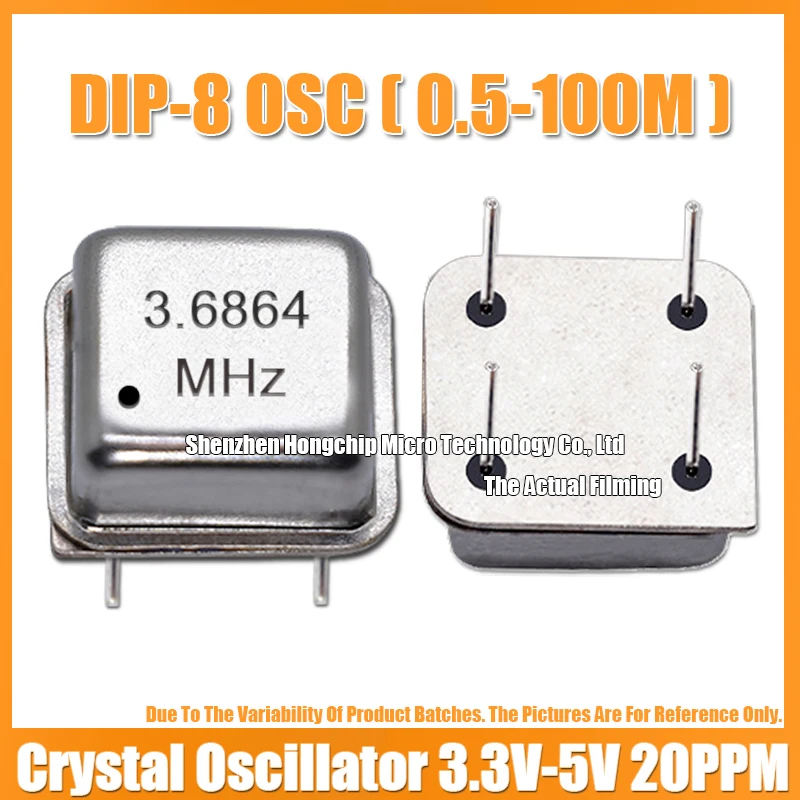 2PCS DIP-8 3.6864M 3.6864MHZ OSC 4PIN Half Size Active Square Crystal Oscillator 3.3V-5V-Compatible 15PF 20PPM