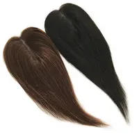8x11cm Lace Women Topper 10inch Straight Human Hair Topper Piece with 3 Clips Natural Color Brown Color 2