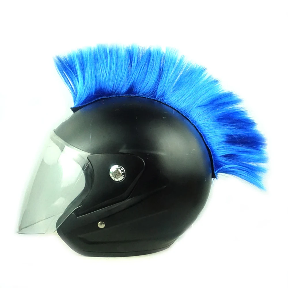 Mohawk Cuttable Helmet Decor Wig Detachable Pruiken Kleurrijke Hanekam Motocross Bright Color Helmet Mohawk Helmet Supplies