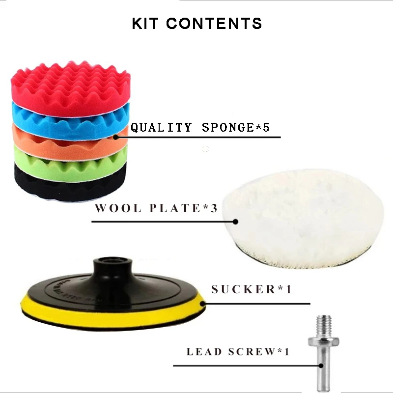 8Pcs Buffing Pad Set Thread 4/6/7/5inch Auto Car Repair Polishing pad Kit for Car Polisher+Drill Adaptor Power Tools accessories 5
