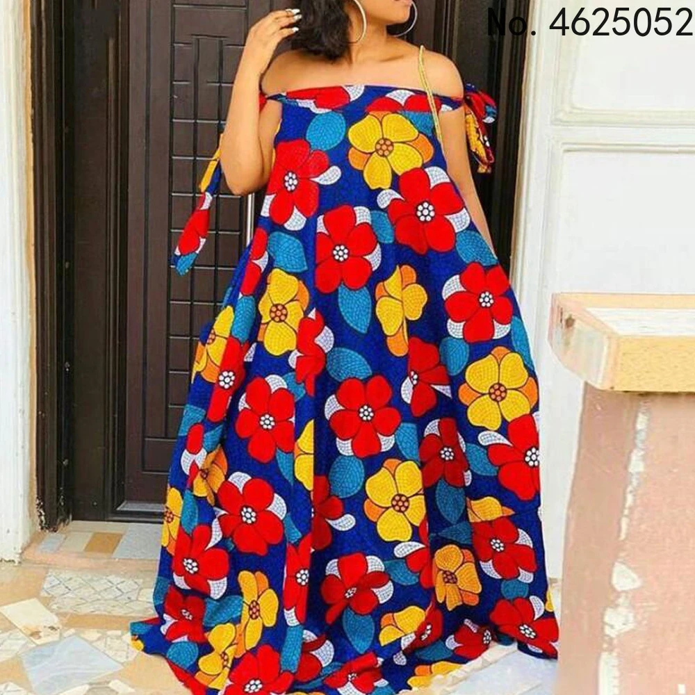 formal dresses south africa 2022 Summer Elegent African Women Sleeveless Polyester Printing Long Dress African Clothes Women african attire for women