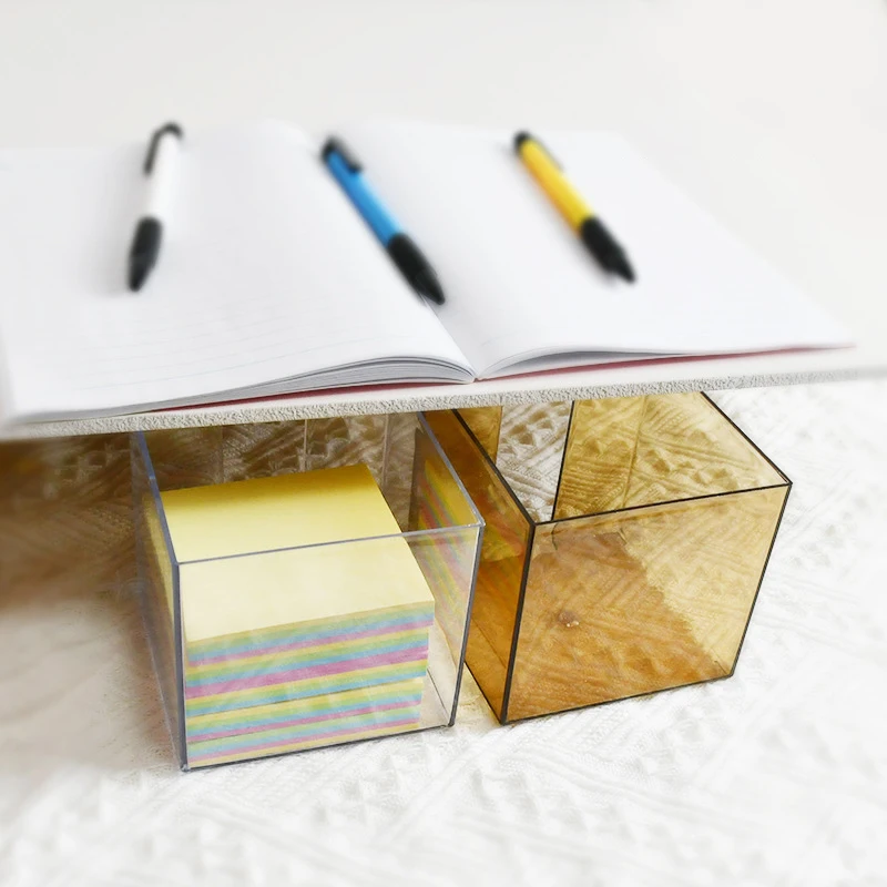Clear Acrylic Mini Memo Note Pads Box Holder Storage Case Display Stand Dispenser FOR Home Office School Class