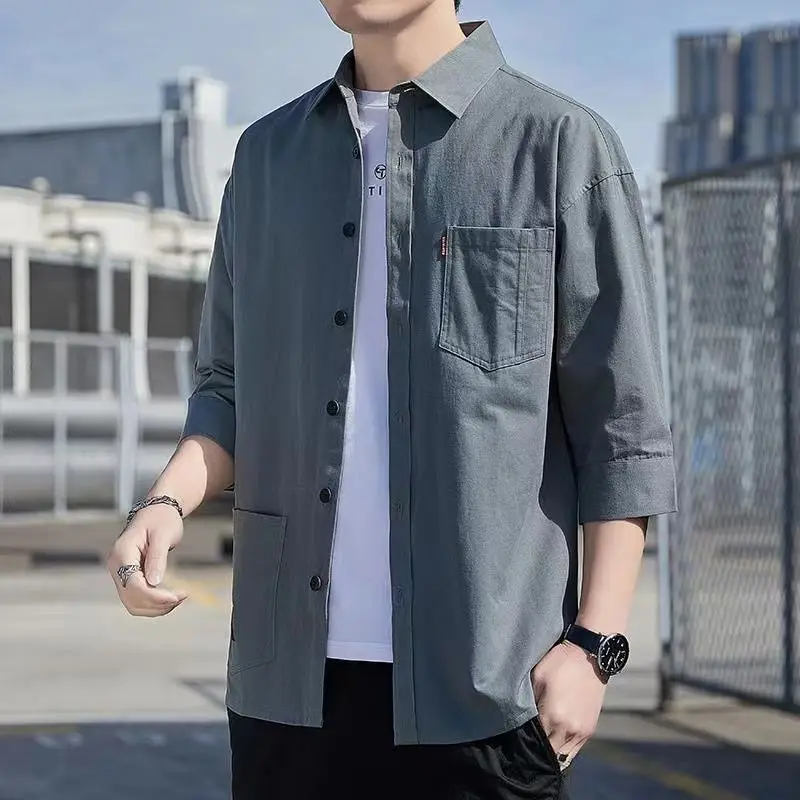 

Men's Knitwear Short Sleeve Shirt Casual Slim Lapel Button Cardigan Breathable Summer Shirt 2023 Fashion Clothes Tops Q22