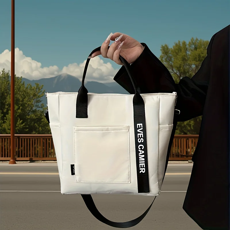 Oxford Waterproof Handbag Shoulder Bags for Women Student Soft Tote Bag with Zipper Closure Multiple Pockets, Polyester Lining