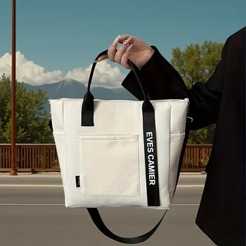 حقيبة يد أكسفورد مقاومة للماء حقائب كتف للنساء الطالبات حقيبة حمل ناعمة مع جيوب متعددة للإغلاق بسحاب وبطانة من البوليستر 3