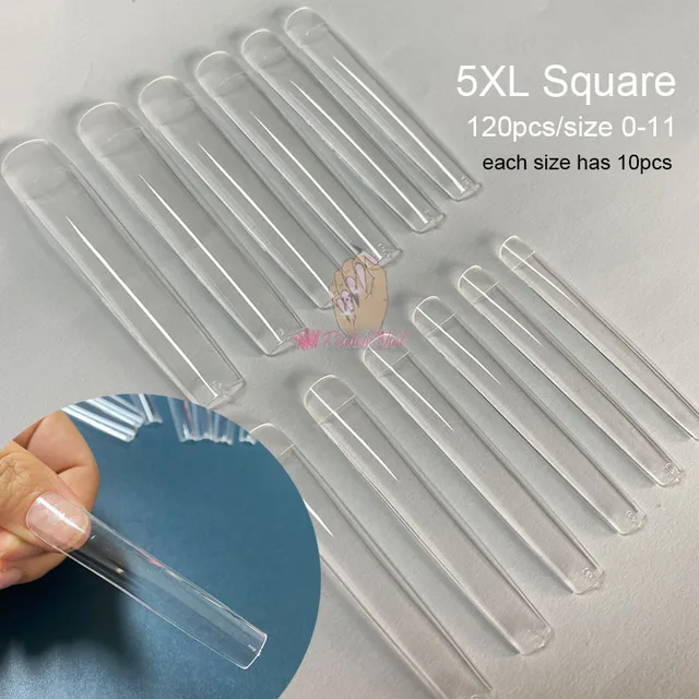 Gel Nails Extension System Full Cover Sculpted Clear Stiletto Coffin False Nail Tips 240pcs/bag 5XL Square