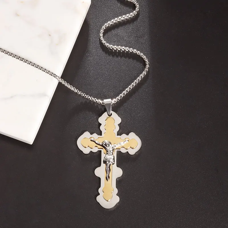 

Exquisite Silver Stainless Steel Cross Pendant for Men and Women Amulet Necklace Jewelry Gift