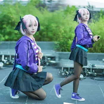 Fate/Apocrypha Astolfo Costume Cosplay Donna Uomo Quotidiano Viola Nero Abbigliamento sportivo Halloween Gioco Bella parrucca