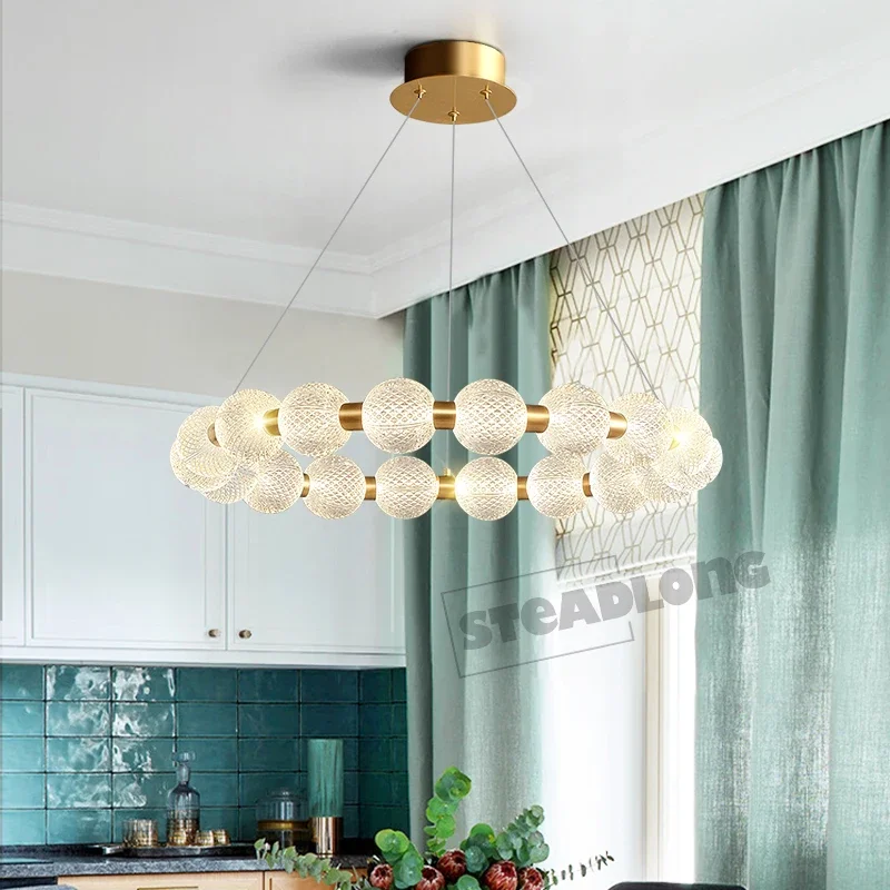 Magic Beans LED Ceiling Chandeliers Pendant Lamp Modern For Living Room Bedroom Glass Ball Hanging Light Lustre Decor Fixtures