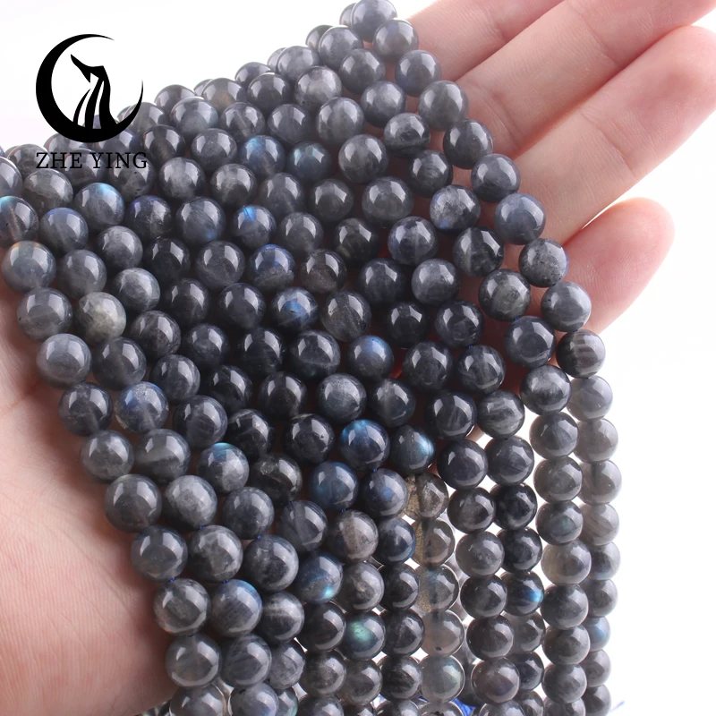 

Natural Black Labradorite Genuine Stone Beads 6A Grade Grey 8mm Round Loose Spacer Beads For Jewelry Making Bracelets Strand 15"