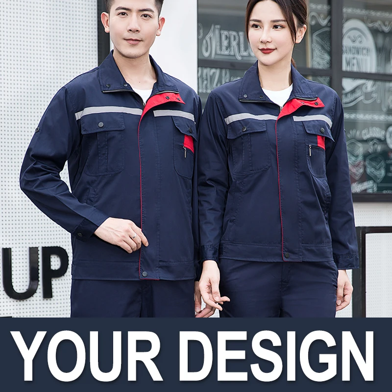 

Custom Safety Outdoor Men's Long Sleeve Worker Reflective Clothes Labor Casual Coveralls Uniform For Mechanical Workshop
