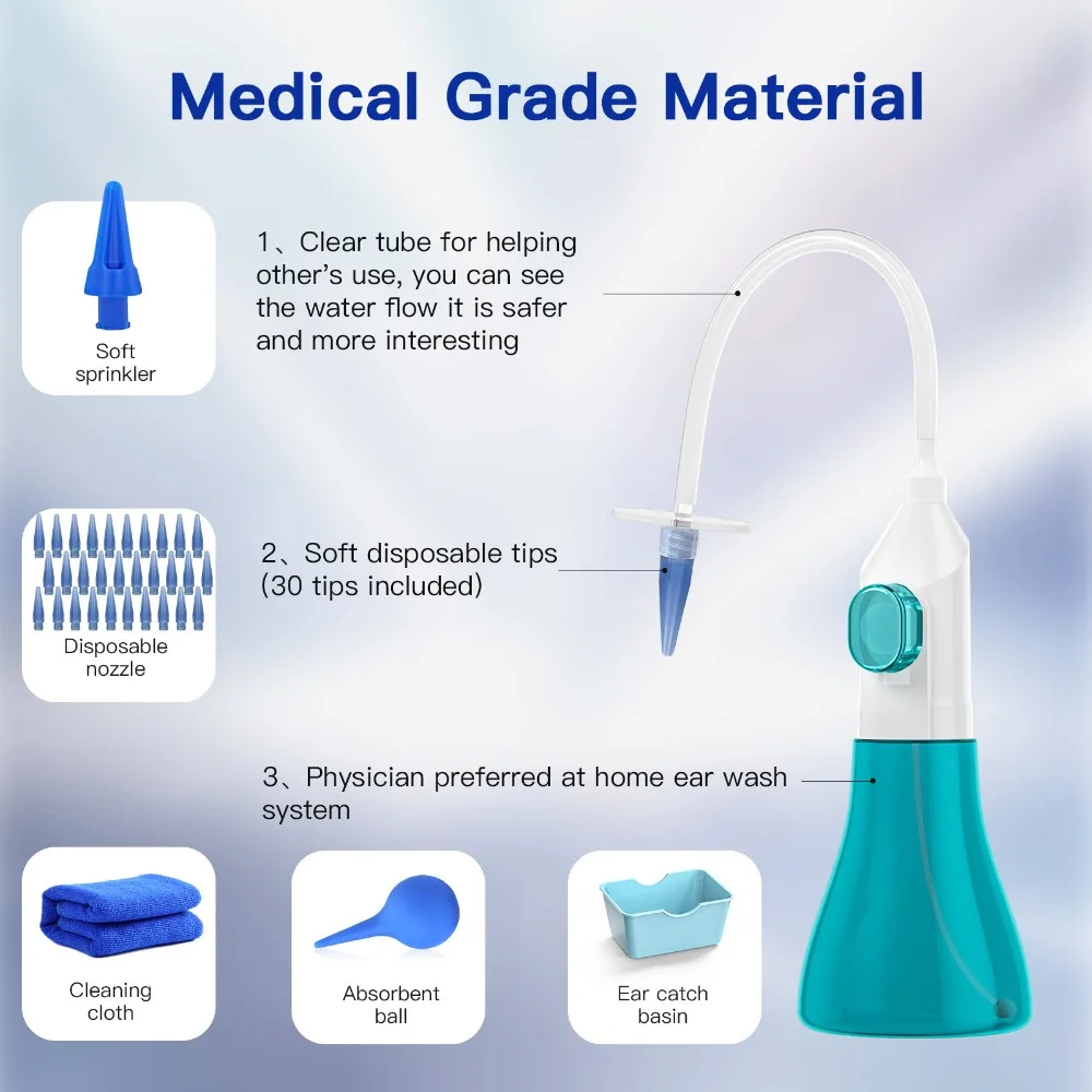 Wax Removal Tool Manual Irrigation Flushing System Safe And Effective Ear Cleaner For Adults Kids Cleaning Washer Kit_voghion.com