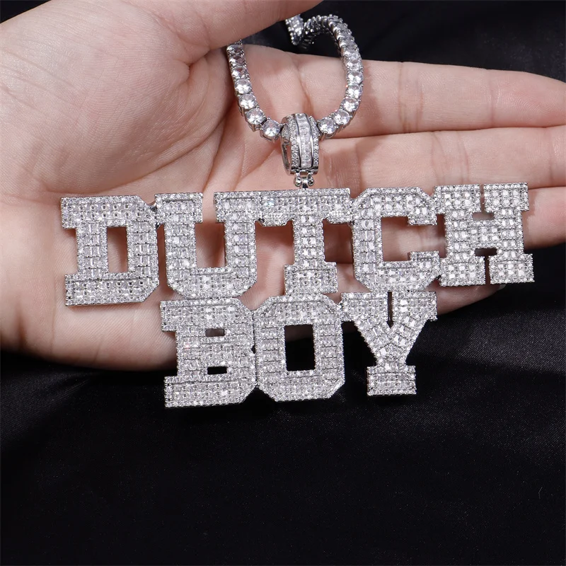 

Customized Name Hip Hop Pendent Necklaces for Women Iced Out Small Baguettecz Cubic Zirconia Letters Personalized Jewelry
