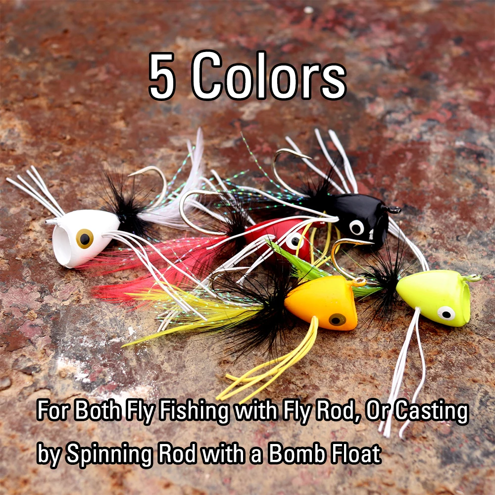 20Pcs Floating Fly Jig Fishing bait Kit Casting Foam Flying Popper Jigs  head hooks For Bass