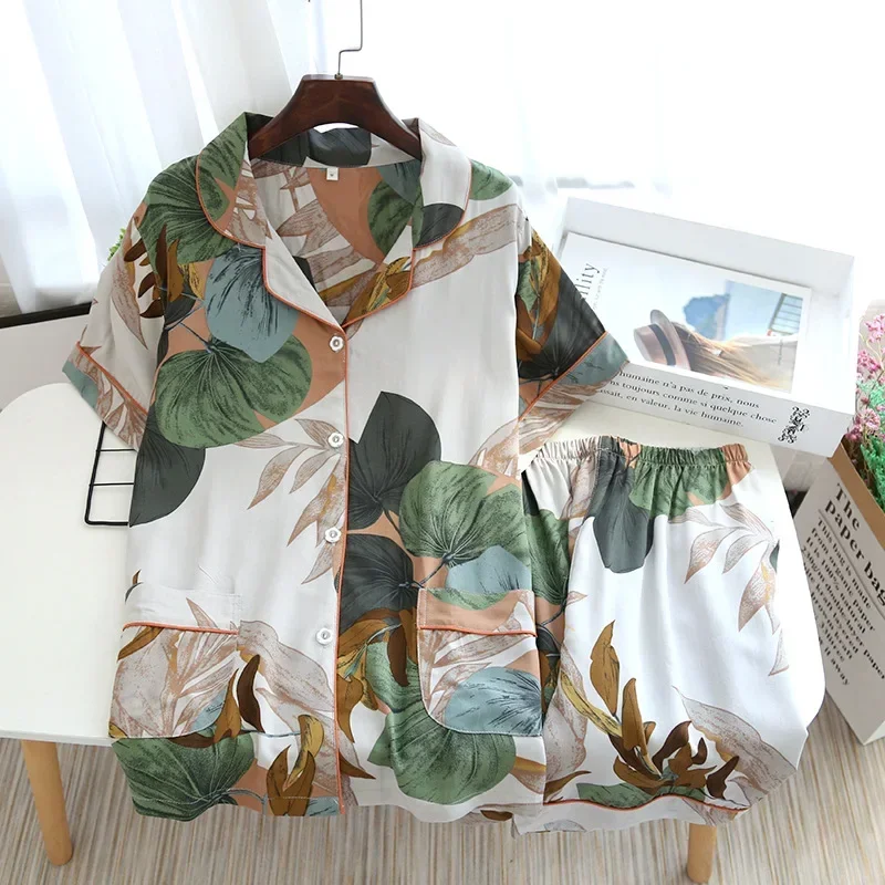 Summer New Women's Pajamas Thin Section Short-sleeved Shorts  Floral Print Pajamas Home Service Ladies Pajamas For Women