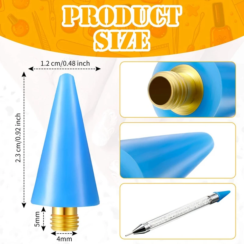 16 Pieces Nail Rhinestones Picker Replacement Head Tips For Nail Dotting Pen To Pick Up Nail Gem Jewelry 6