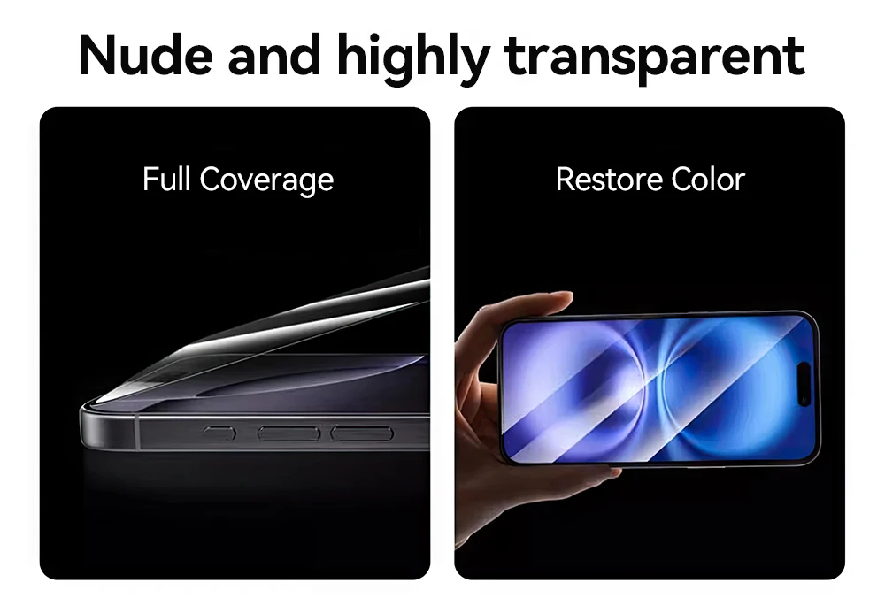 Joyroom 1/2/3pcs HD Glass Screen Protector for iPhone 16 15 Pro Max Fall-proof Full Screen Tempered Glass Protection for iPhone