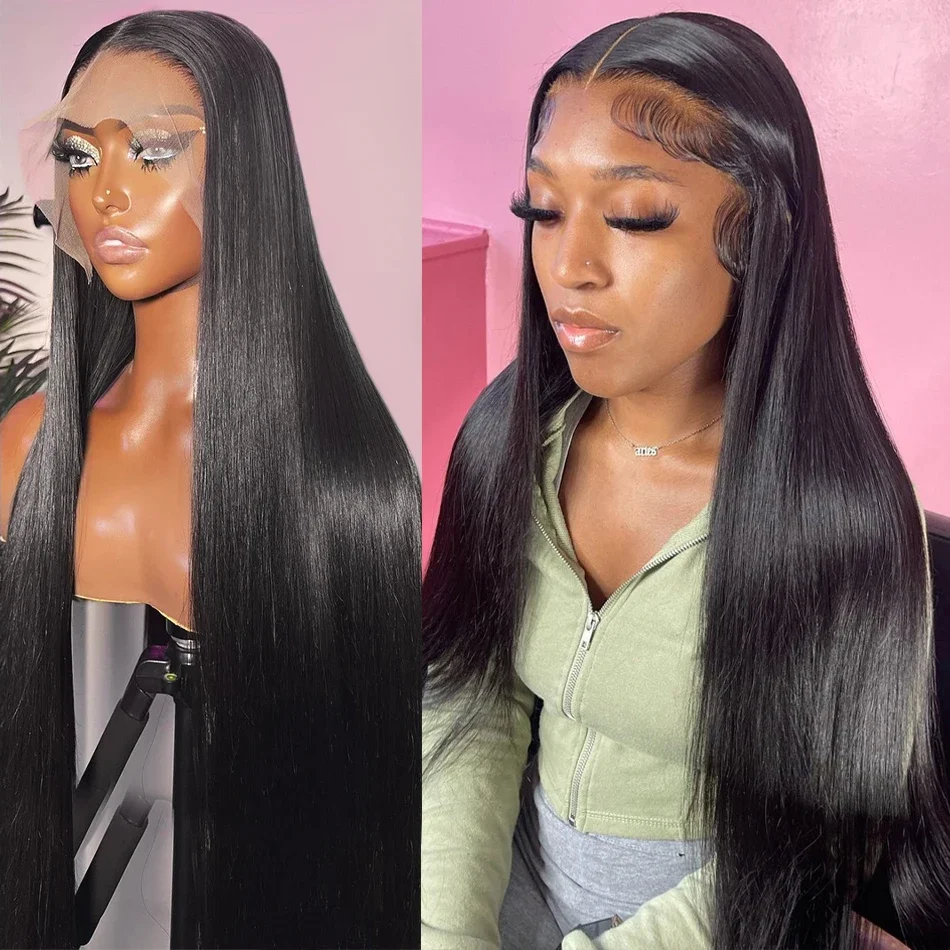 

13x4 HD Lace Closure Wig Straight 360 Lace Front Wig Brazilian 250 Density 36 Inches Transparent Human Hair Wig For Black Women