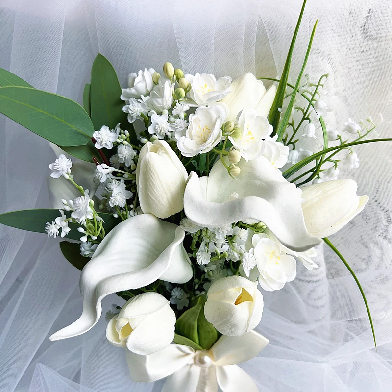 Свадебный букет для невесты, искусственный цветок из шелковой ленты, свадебные цветы, букет невесты, украшение