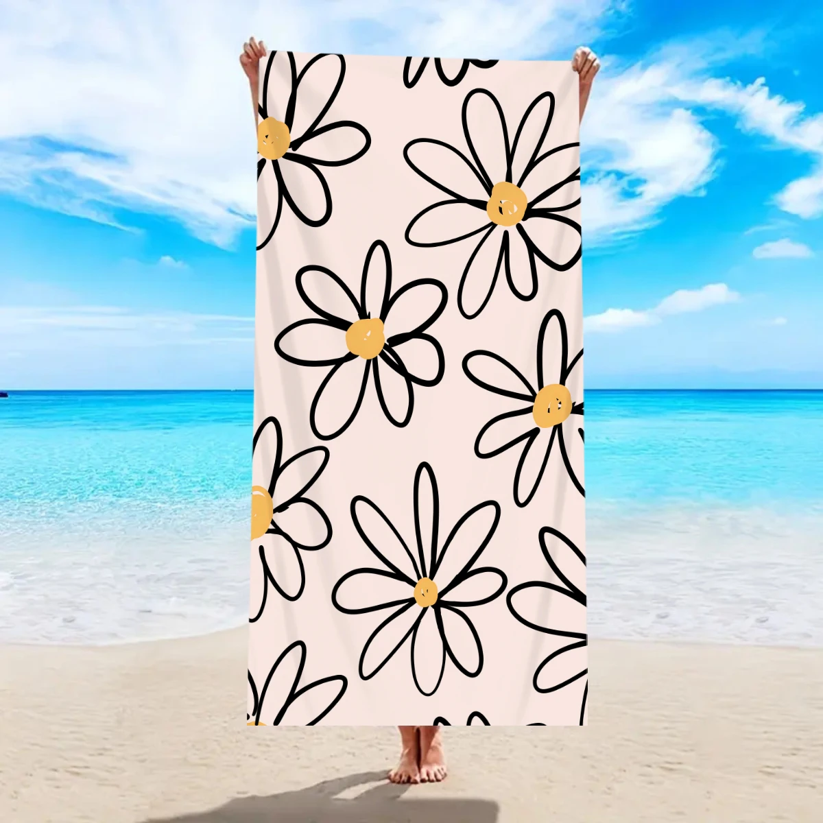 Bohemian Large Striped Flower Beach Towel For Vacation Camping_voghion.com