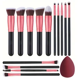 Deluxe 14-Piece Soft Makeup Brush Set - Ideal for Foundation, Blush, and Eyeshadow Application (14PCS Orange Red 2)