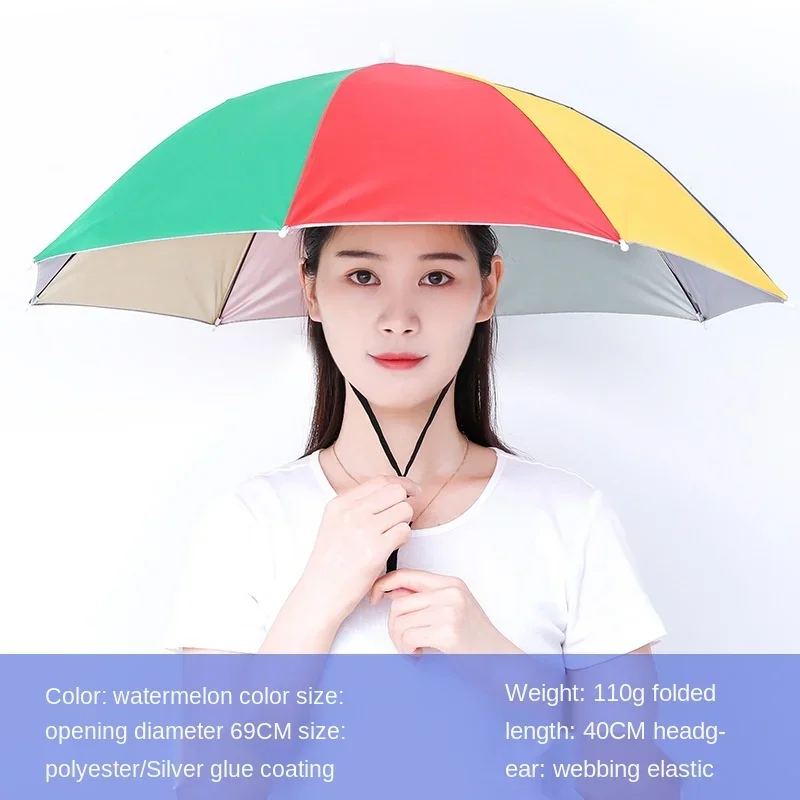 1PC Umbrella Hat Windproof Fishing Head Wearing Sunshade Rain Gear Outdoor Folding Portable Umbrella Camping Beach Head Hats