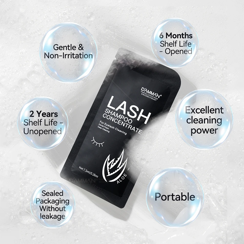 DAMMAN 7.5ml Lash Shampoo Concentrate Eyelash Extension Shampoo Lash Cleanser Shampoo Kit Shampoo Mousse For Eyelash With Bottle 2