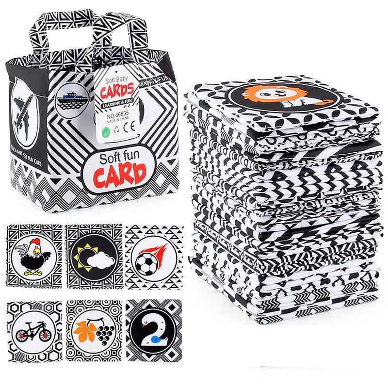 

24 Pieces Soft Animal Fruit Cards Educational Fruit Cards With Cloth Storage Bag Early Educational Toys For 0-6 Months