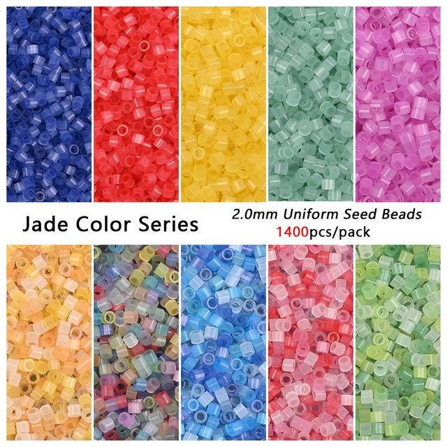 2.0mm Japan Jade Color Glass Seed Beads: Translucent Uniform Seedbeads For French Embroidery DIY Jewelry Making