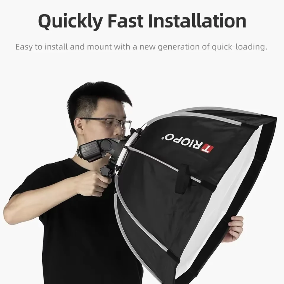 트리오포 K3-55 K3-65 K3-90 K3-120 퀵 릴리즈 소프트박스 (그리드 포함) 접이식 옥타곤 소프트박스 (스튜디오 및 야외 촬영용)