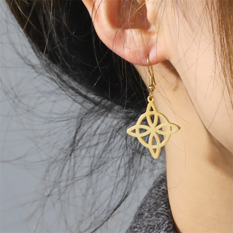 Hexenknoten-Ohrring für Damen, Edelstahl-Ohrring, Hexerei-Tropfenohrringe, Vintage-Amulett-Schmuck, trendige Damen-Ohrringe – Detail 24