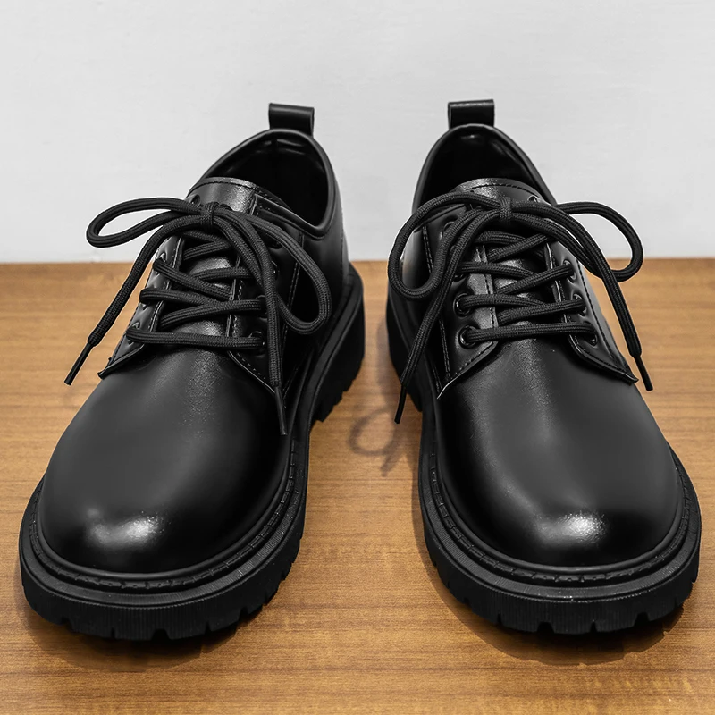 

Men's Shoes 2023 New Summer British Style Black Casual Leather Shoes Men's Business Dress Big Head Work Fashion Shoes