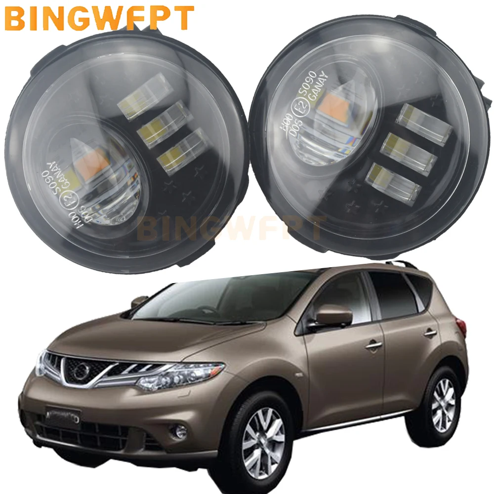 Doppio Gruppo Fendinebbia Per Nissan Murano Ii (Z51) 2008 2009 2010 2011 2012-2014 Car H11 Led Drl Fendinebbia Daytime Running Lamp 12V