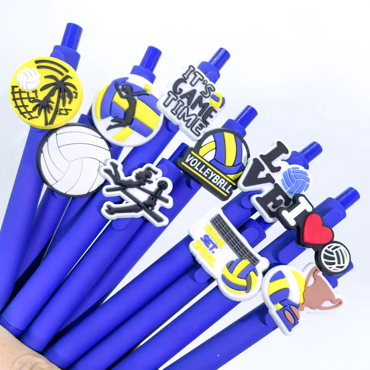 10Pcs volleyball soft patch neutral pen sports series solid color student stationery ballpoint pen style random 2