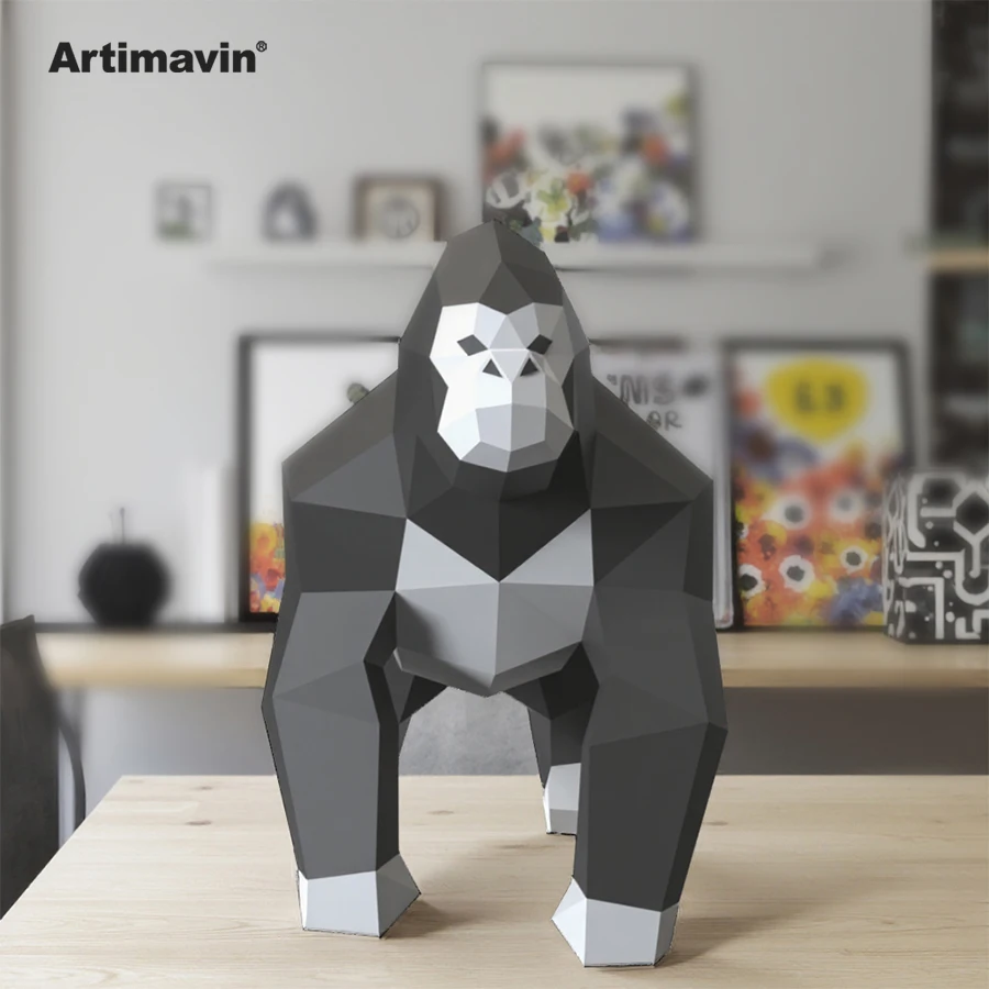 Gorilla 3d Creative Three-Dimensional Origami Interior Decorations Handicrafts Gifts For Self-Use Decorations Tide Play Paper