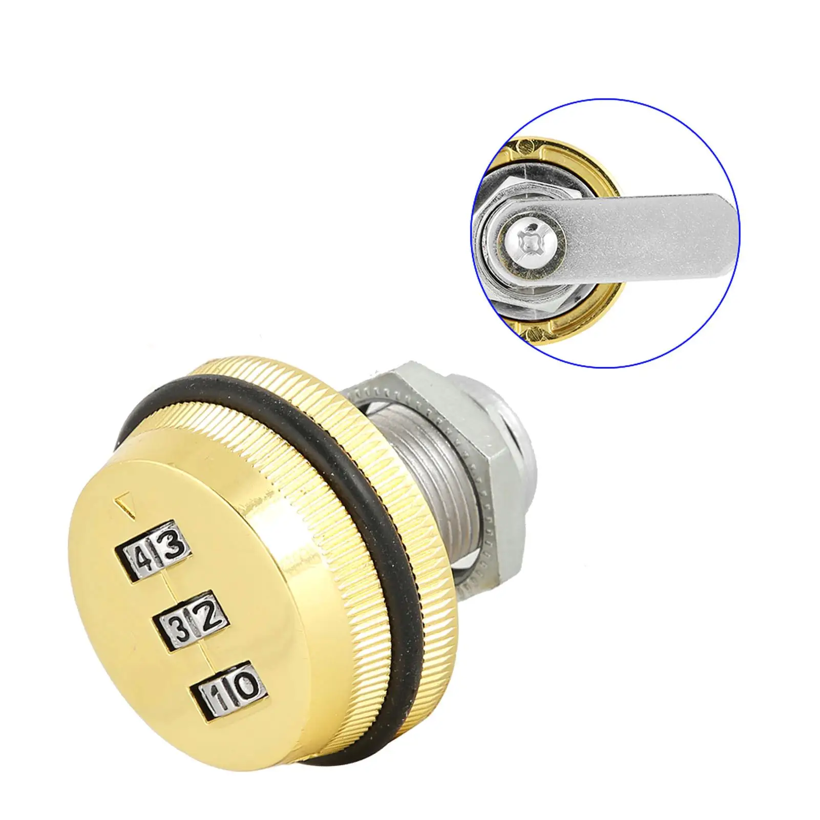3-Digit Password Cam Lock-Zinc Alloy 30mm Combination Lock for Drawers & Mailboxes-Gold Finish