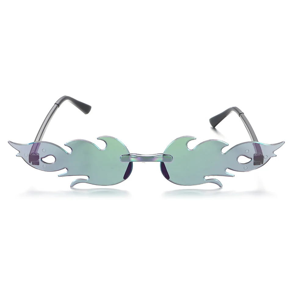 YUGLS Occhiali Da Sole A Goccia Unisex Senza Montatura - Design Fiamma Per Streetwear, Protezione UV400